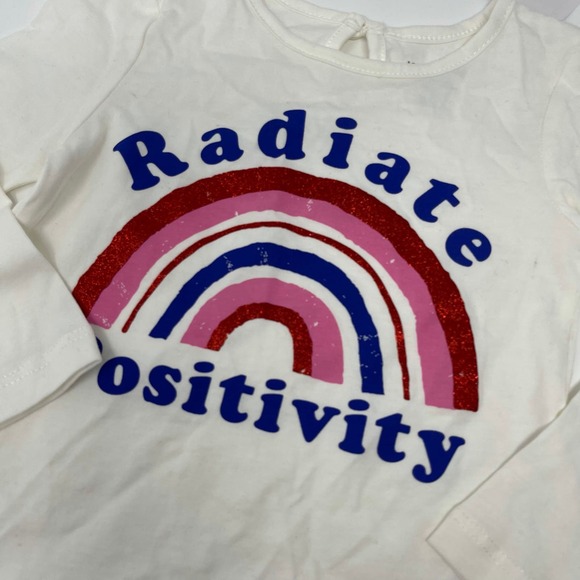 Joe Fresh Radiate Positivity Rainbow Glitter Keyhole Back Girls T-Shirt 12-18m - Picture 2 of 7